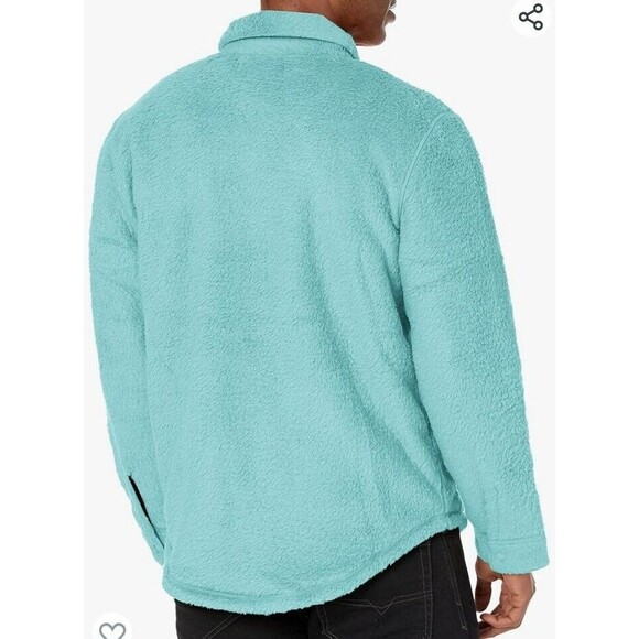 NEW with Tag Outerknown Mens Skyline Sherpa Fleece Jacket Teal Blue Medium $178 - Picture 3 of 6